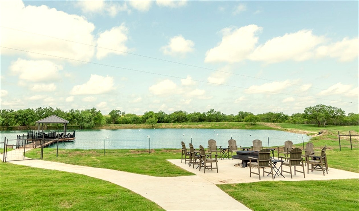 A fire pit at the Legacy Ranch compound